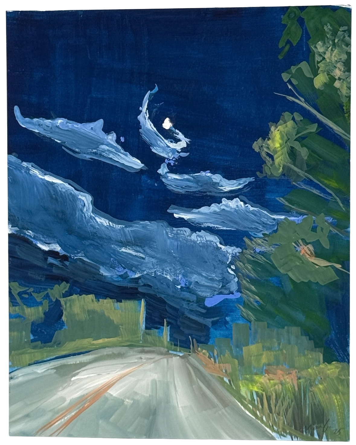 Crescent Moon over Atlantic Road by Kathleen Macfie